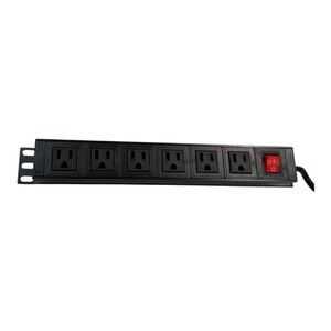 6 Outlet Rack Mount Power Strip 15 inch Horizontal Surge Protector Black‎